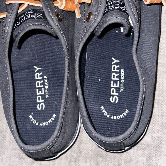 Sperry Top Sider Navy Blue Canvas Slip On Boat Shoe Loafer. Size 6.5 M - Picture 2 of 9